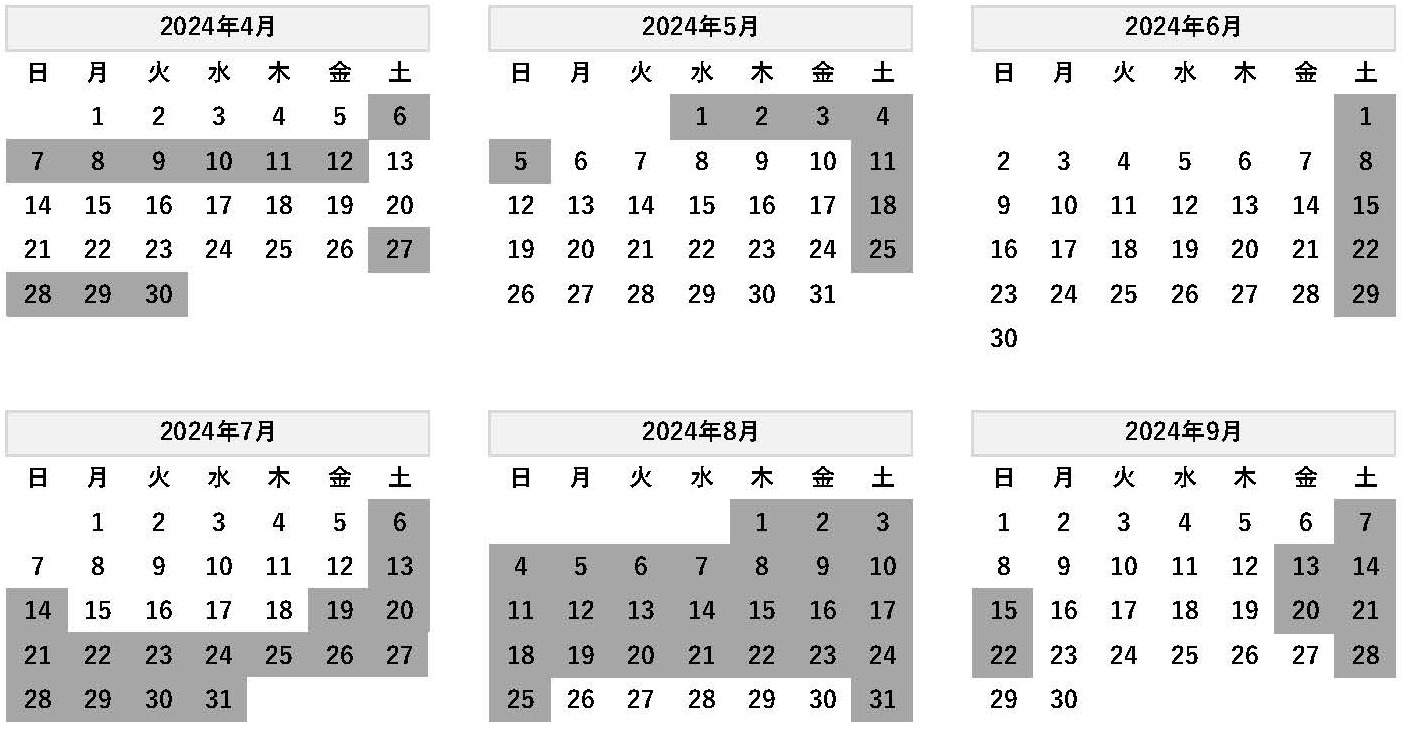 7,000ポイント特典宿泊券　ご宿泊カレンダー